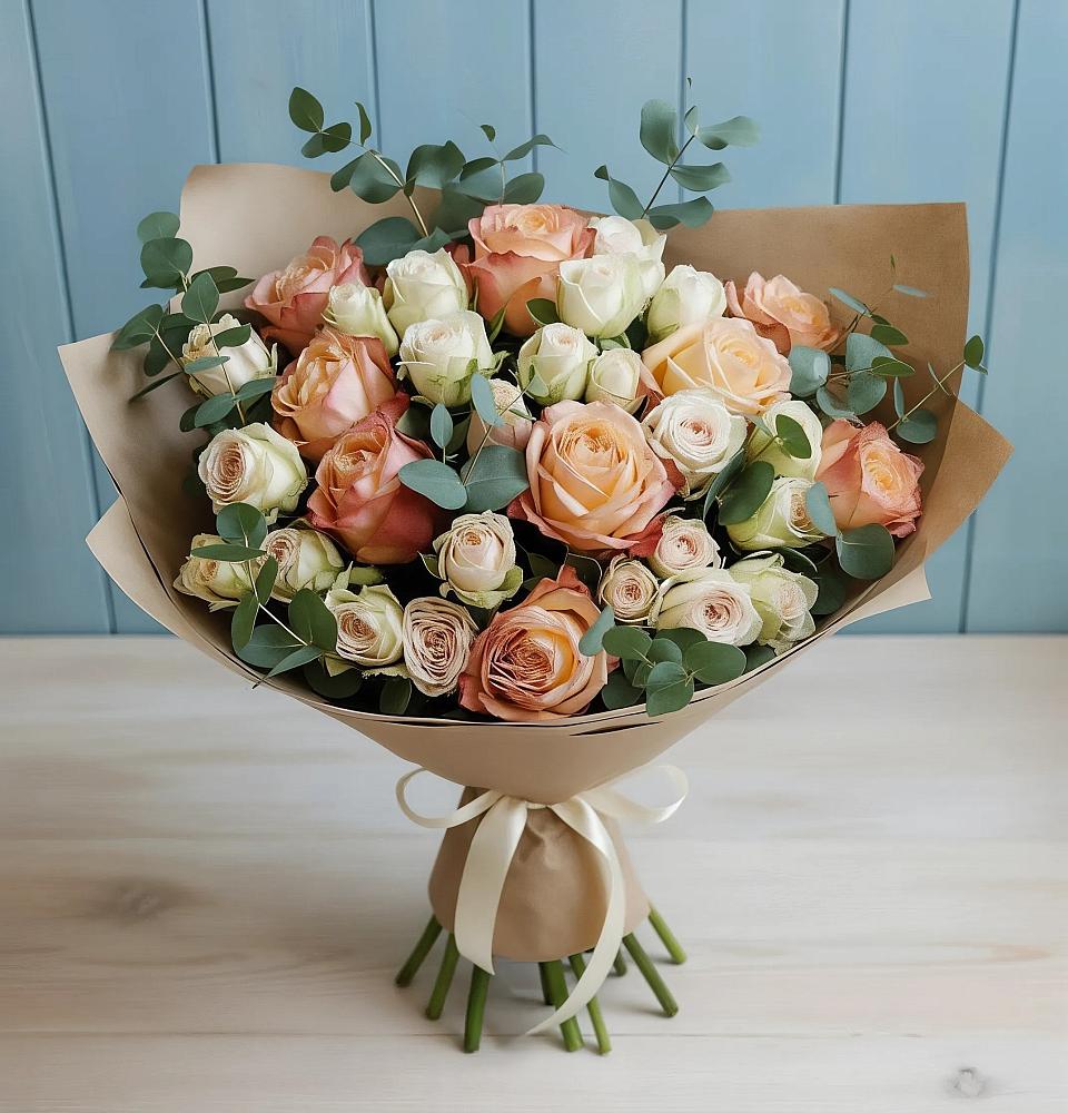 Букет цветов из: Альстромерии и Розы в Верейке