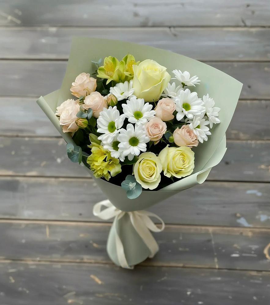 Букет цветов из: Альстромерии, Розы и Хризантемы в Верейке