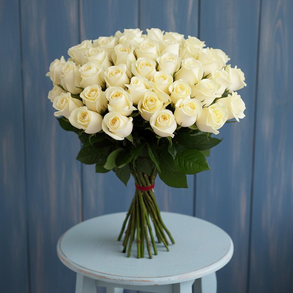 Букет 51 Белая роза Эдлесс Лав в Верейке