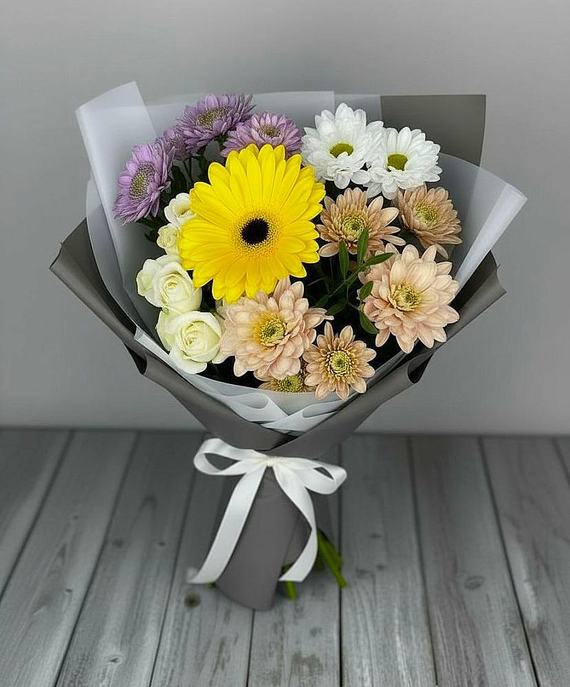 Букет цветов из: Розы, Герберы и Хризантемы в Верейке