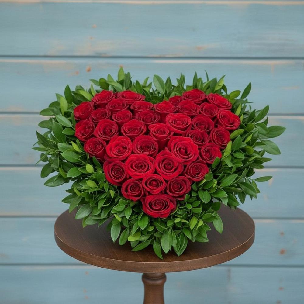 Цветочная композиция из Розы в виде сердца в Верейке