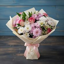 Букет цветов из:  Хризантемы, Альстромерии и Розы в Верейке