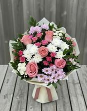 Букет цветов из:  Альстромерии, Гвоздики, Розы и Хризантемы #REPLACE_PRED# Верейке