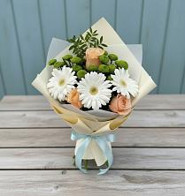 Букет цветов из:  Герберы, Розы и Хризантемы в Верейке