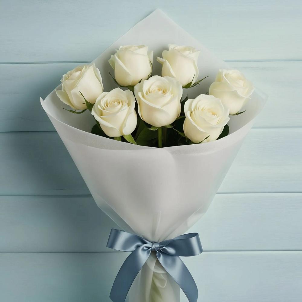 Букет 7 Белых роз Эдлесс Лав в Верейке